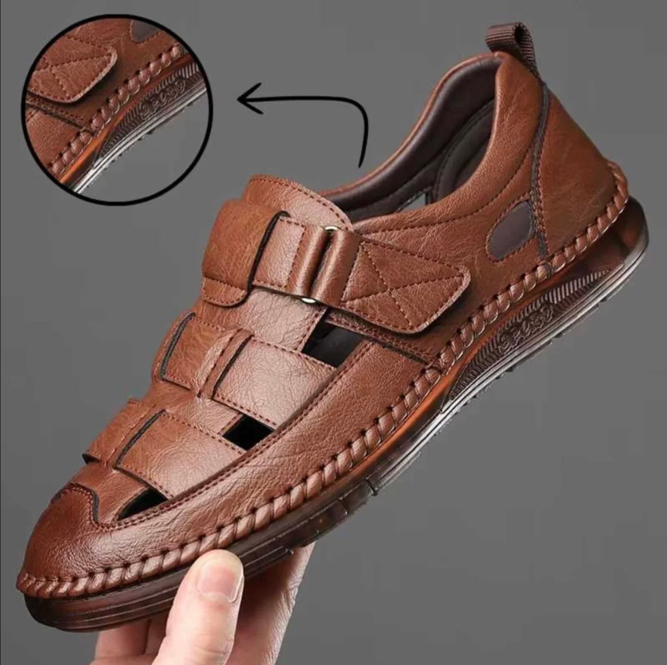 [1 BEZAHLEN, 2 BEKOMMEN] Herren-Sandalen aus echtem Leder – Italienisches Design + GRATIS-GESCHENK