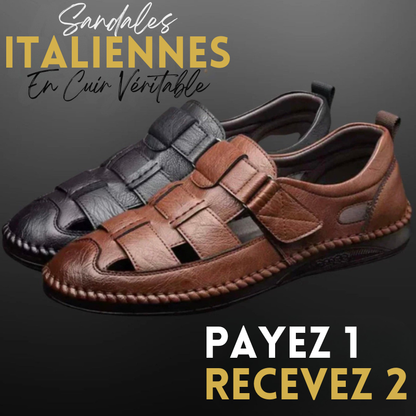[1 BEZAHLEN, 2 BEKOMMEN] Herren-Sandalen aus echtem Leder – Italienisches Design + GRATIS-GESCHENK