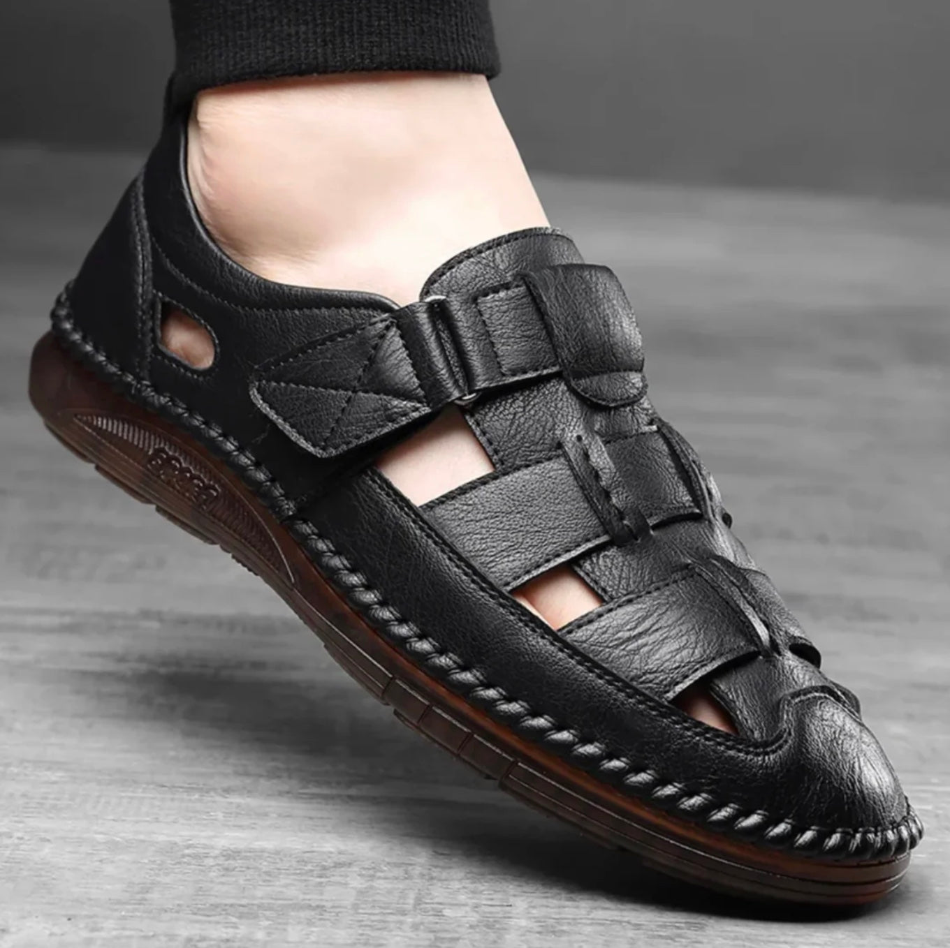 [1 BEZAHLEN, 2 BEKOMMEN] Herren-Sandalen aus echtem Leder – Italienisches Design + GRATIS-GESCHENK